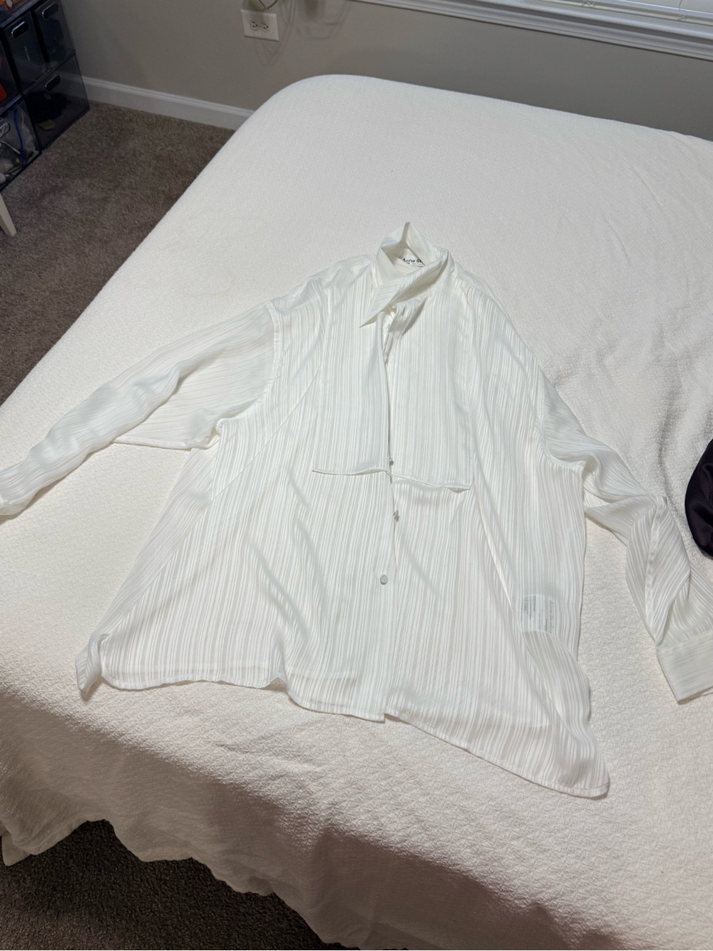 White Pleated Button-Up by Acne Studios